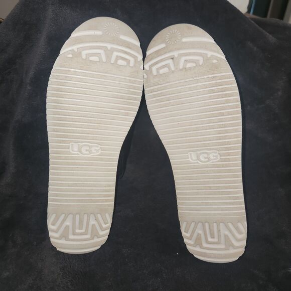 WOMENS US 11 UGG ZAYNE CROSSBAND SANDAL BLACK LEATHER PLATFORM SLIDE - Picture 6 of 9